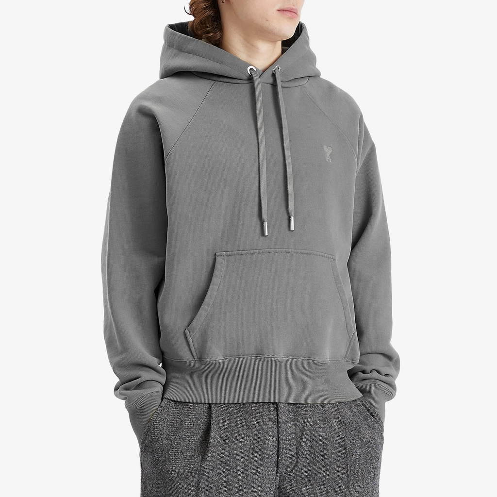 AMI Paris Men's Tonal ADC Hoodie Smoke Grey